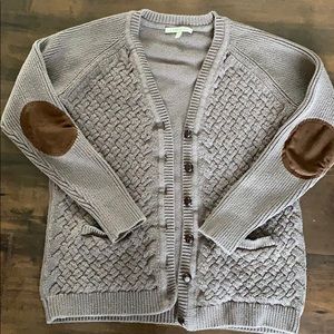 Cardigan with suede elbow patches